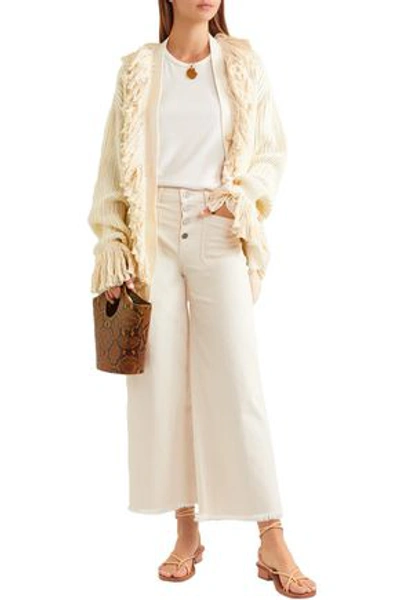 Shop Elizabeth And James Carmine Mid-rise Wide-leg Jeans In Cream