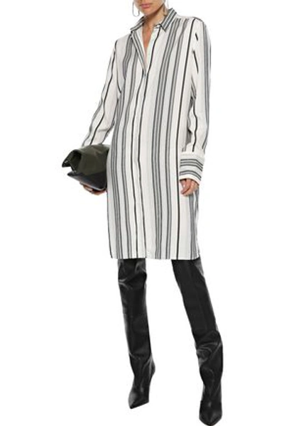 Shop Jil Sander Striped Silk-poplin Shirt Dress In Ivory