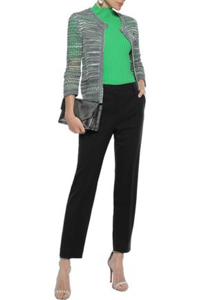 Shop M Missoni Open-knit Cotton And Linen-blend Cardigan In Grey Green