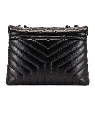 Shop Saint Laurent Medium Supple Monogramme Loulou Chain Bag In Black & Black