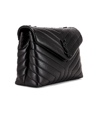 Shop Saint Laurent Medium Supple Monogramme Loulou Chain Bag In Black & Black