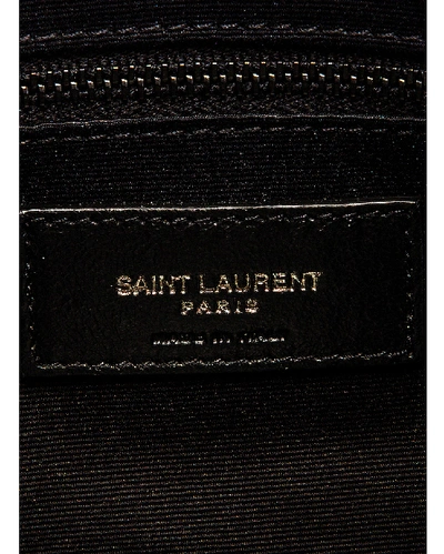 Shop Saint Laurent Medium Supple Monogramme Loulou Chain Bag In Black & Black