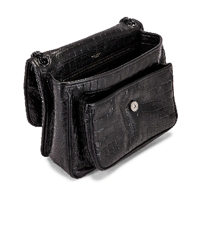 Shop Saint Laurent Medium Niki Embossed Croc Monogramme Shoulder Bag In Black