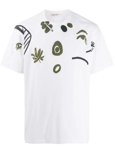 Shop Marni Frontal Placed Print T-shirt In White
