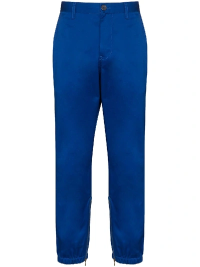 Shop Gucci Side-stripe Track Pants In Blue