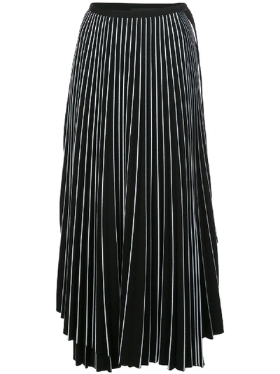 Shop Proenza Schouler Asymmetric Pleated Striped Skirt In Black
