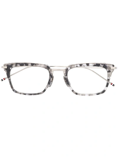 Shop Thom Browne Tortoiseshell Effect Glasses In Silver
