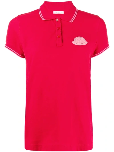 Shop Moncler Logo Short-sleeved Polo Shirt In Red