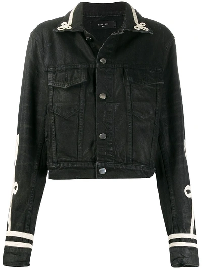 Shop Amiri Cord-embellished Denim Jacket In Black