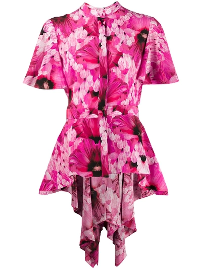 Shop Alexander Mcqueen Floral Print Asymmetric Shirt In Pink
