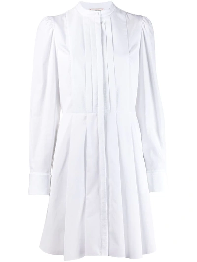 Shop Alexander Mcqueen Pleated Shirt Dress In White