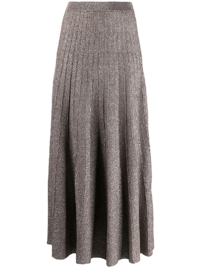 Shop Joseph Glitter-effect Pleated Skirt In Brown