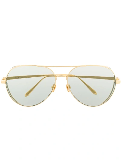 Shop Linda Farrow Ace C7 Pilot Frame Sunglasses In Gold