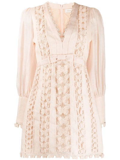 Shop Zimmermann Super Eight Butterfly Embroidery Dress In Pink