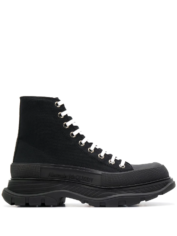 canvas high top boots