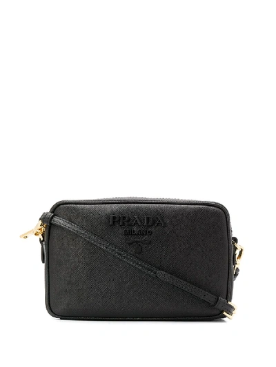Shop Prada Logo Plaque Camera Bag In 黑色