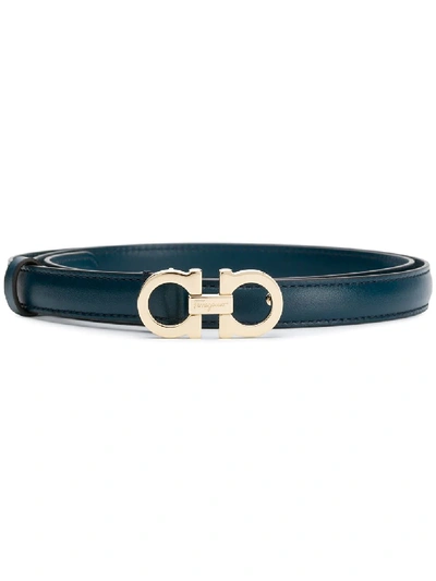 Shop Ferragamo Gancini Buckle Belt In Blue