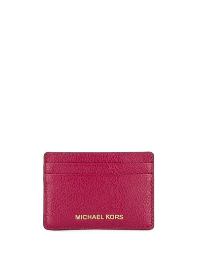 Shop Michael Michael Kors Pebbled Cardholder In Pink