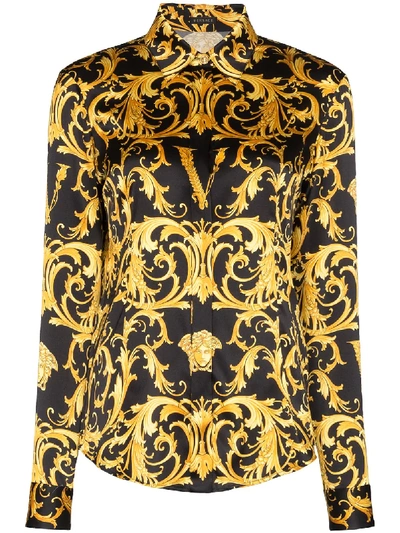 Shop Versace Virtus Medusa Baroque Print Shirt In Black