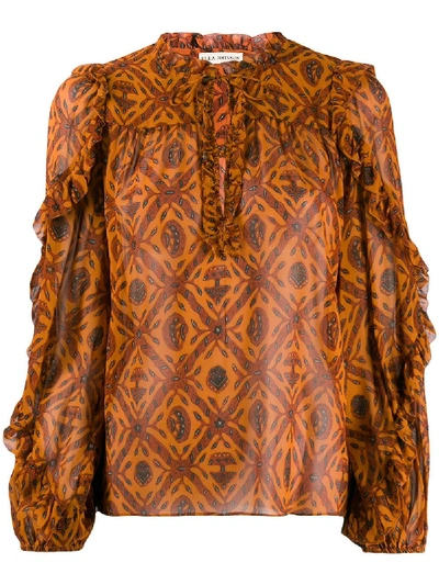 Shop Ulla Johnson Embroidered Long-sleeve Blouse In Orange