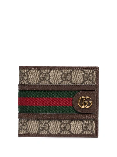 Shop Gucci Ophidia Gg Supreme Bifold Wallet In Brown