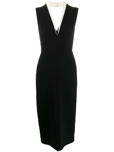 Shop Victoria Beckham Tuxedo-style Midi Dress In Black