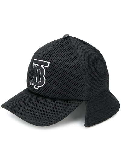 Shop Burberry Embroidered Monogram Baseball Cap In Schwarz