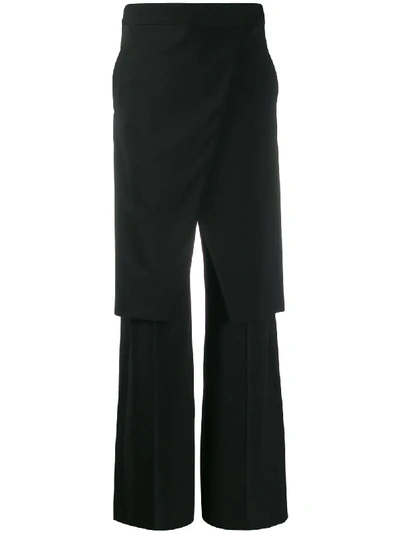 Shop Mm6 Maison Margiela Layered Straight-leg Trousers In Black