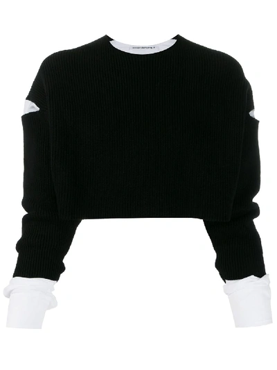 Shop Alexander Wang T Cropped Layered Jumper In Black