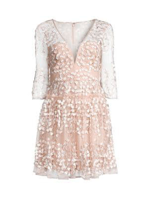 bcbg embroidered cocktail dress