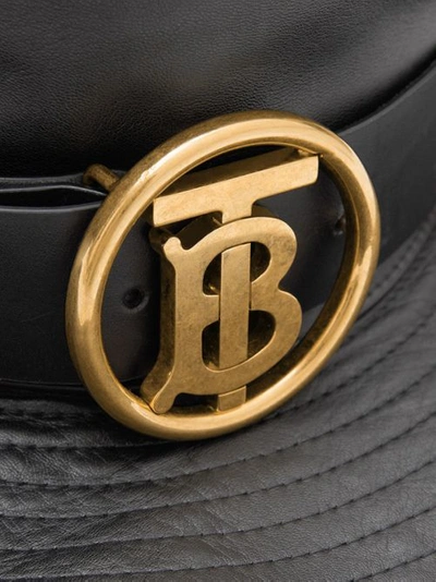 Shop Burberry Monogram Motif Belt Detail Lambskin Desert Hat In Black