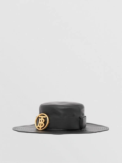 Shop Burberry Monogram Motif Belt Detail Lambskin Desert Hat In Black