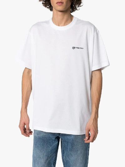 Shop Burberry Justin Logo Print Cotton T-shirt In White