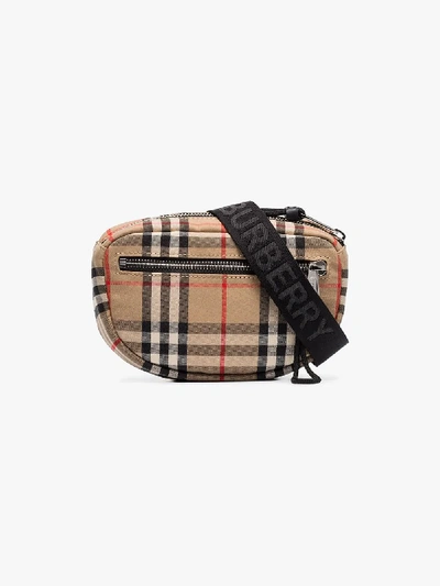Shop Burberry Beige Cannon Vintage Check Belt Bag In Neutrals