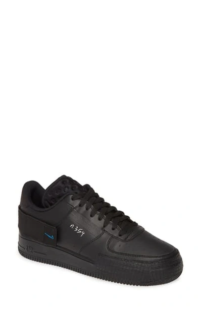 Shop Nike Air Force 1 Low Type Sneaker In Black/blue-platinum Tint