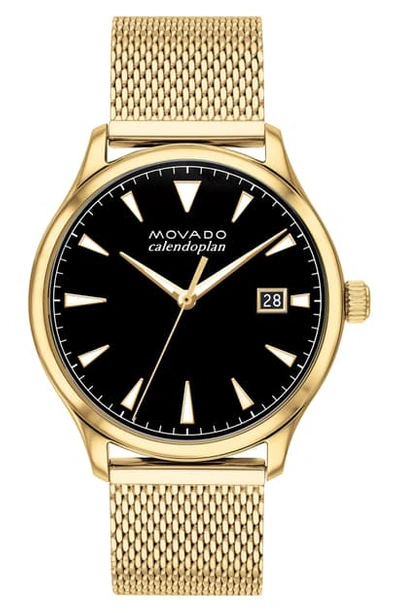 Shop Movado Heritage Calendoplan Bracelet Watch, 40mm In Gold/ Black/ Gold