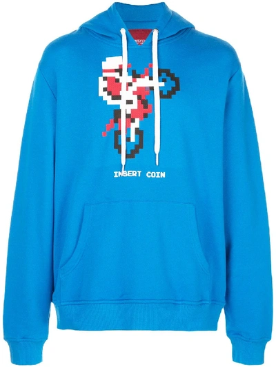 Mostly Heard Rarely Seen 8-bit Motorcycle Print Hoodie In Blue