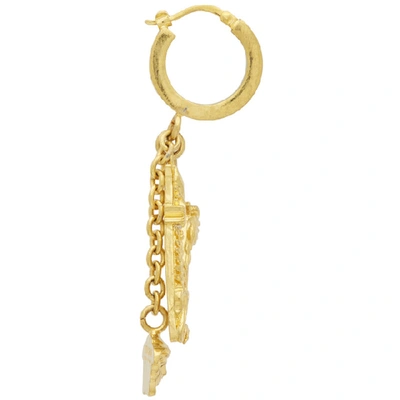 Shop Versace Gold V Leaves Earrings In Kcot Crysta