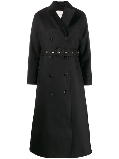 Shop Mackintosh Montrose Black Bonded Wool & Mohair Long Trench Coat | Lr-091