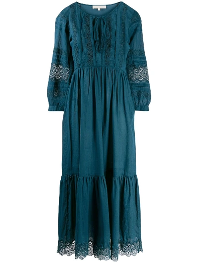 Shop Vanessa Bruno Lace Embroidered Flared Dress In Blue