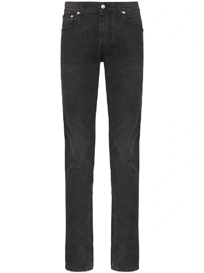 Shop Alexander Mcqueen Mid-rise Slim-fit Jeans In Black
