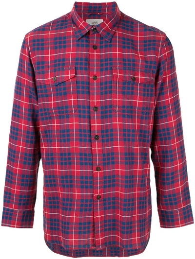 Shop Kent & Curwen Long-sleeved Checked Shirt In Red