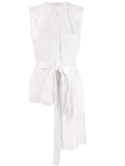 Shop Victoria Victoria Beckham Fringe-tied Sleeveless Blouse In White