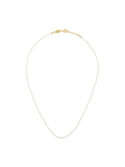 Shop Anni Lu 18kt Gold-plated Constance Beaded Necklace In White