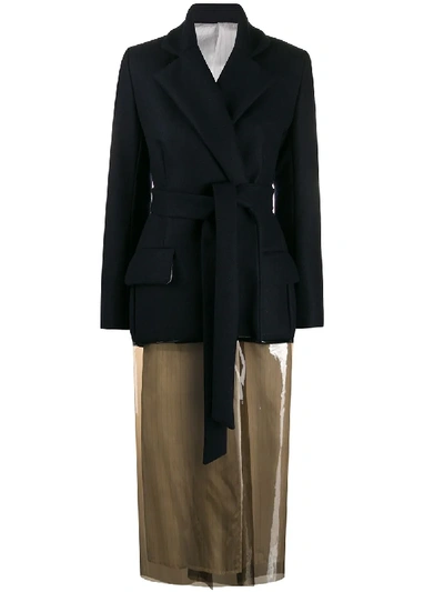 Shop Act N°1 Two-tone Design Coat In Blue