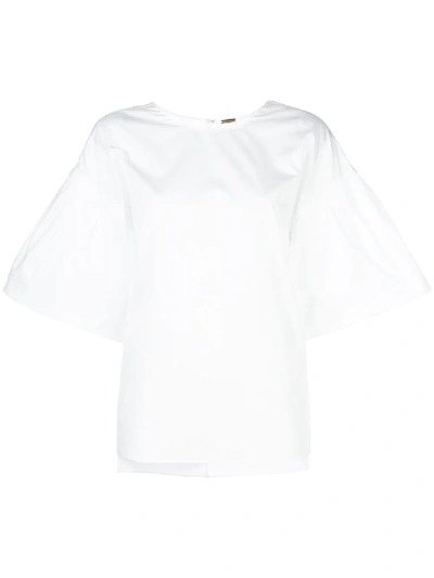Shop Adam Lippes Short-sleeve Loose Blouse In White