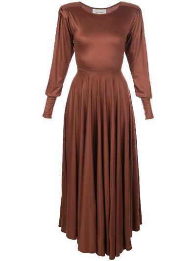 Shop Lemaire Silky Asymmetric Dress In 422 Sequoia Brown