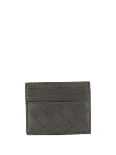 Shop Bottega Veneta Woven Detailed Card Holder In Grey
