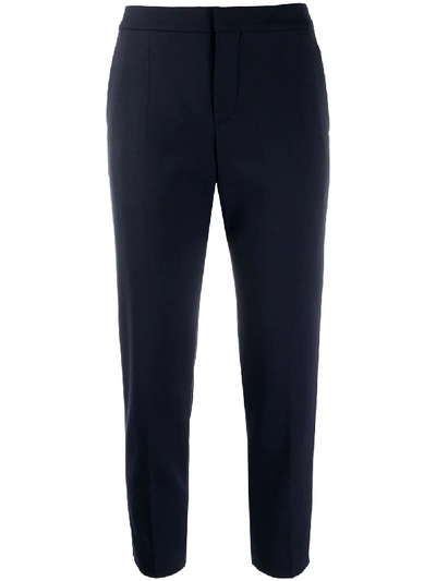Shop Chloé Cropped Straight-leg Trousers In Blue