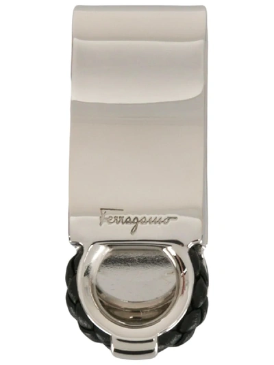 Shop Ferragamo Leather Detail Money Clip In 银色